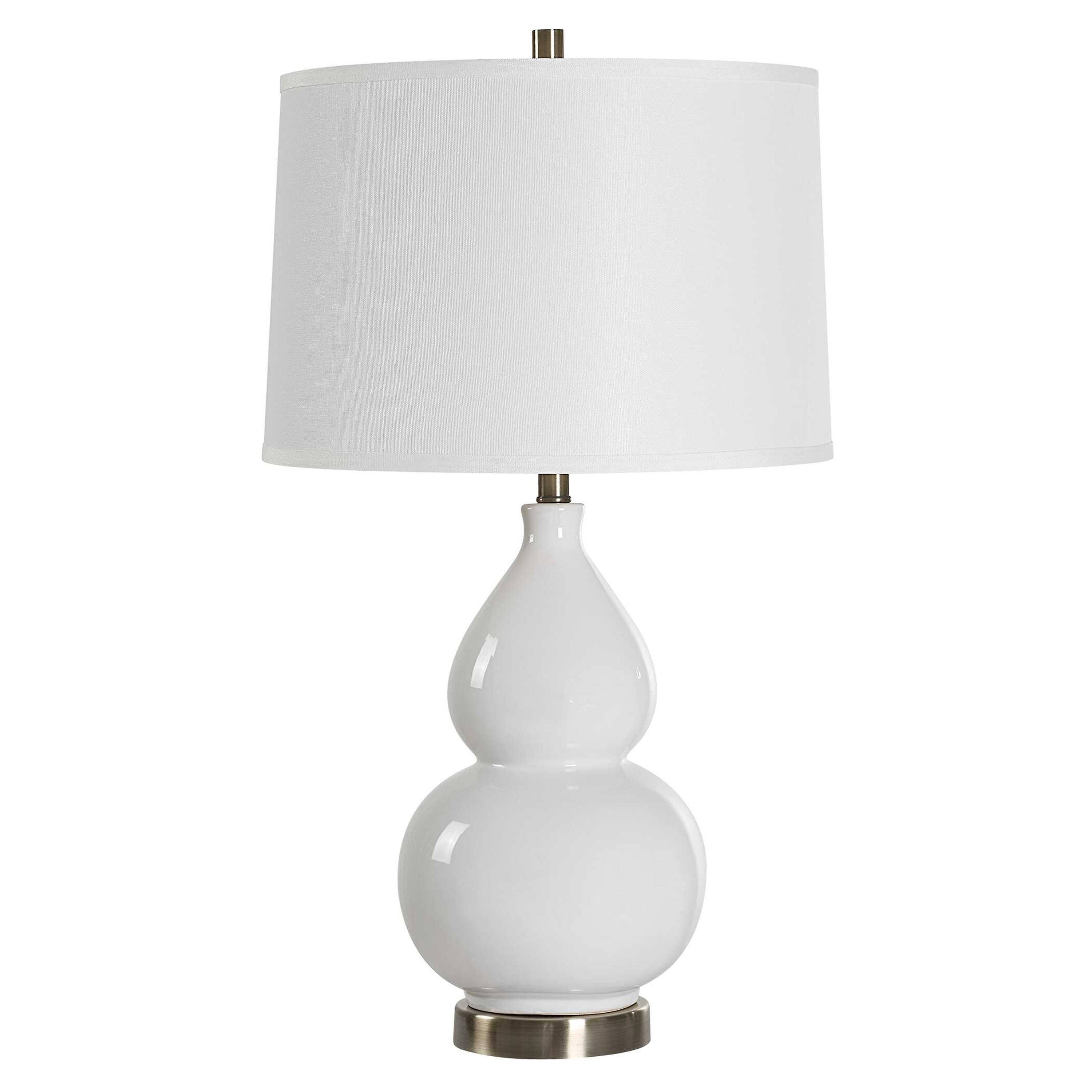 Manhattan Lane Roe Table Lamp, Linen Shade, Gourd Ceramic Body, 26 Inch ...