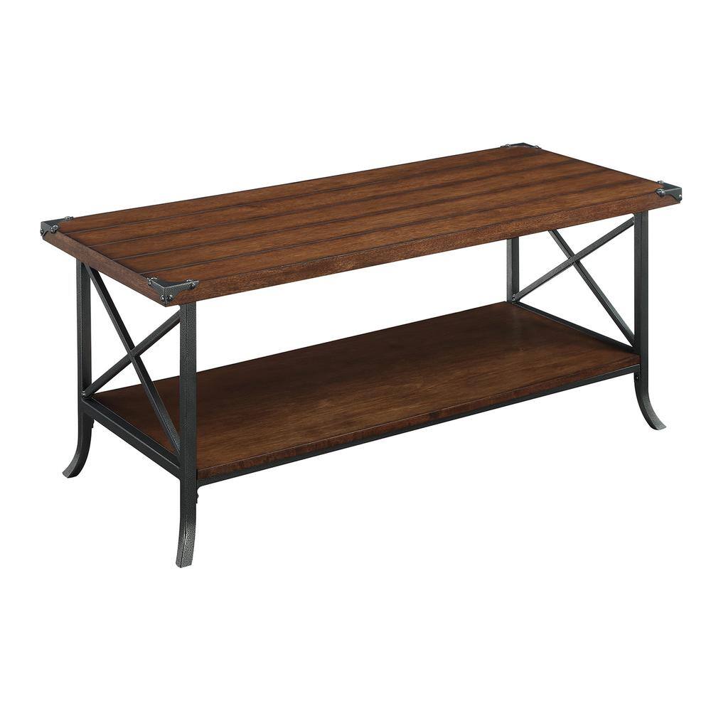 Front. Convenience Concepts - Brookline Coffee Table - Dark Walnut/Slate Gray Frame.