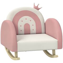 Qaba - Kids Rocking Chair, Princess Crown Toddler Chair, Children's Armchair Rocker, Rainbow Backrest, Bedroom, Playroom - Pink