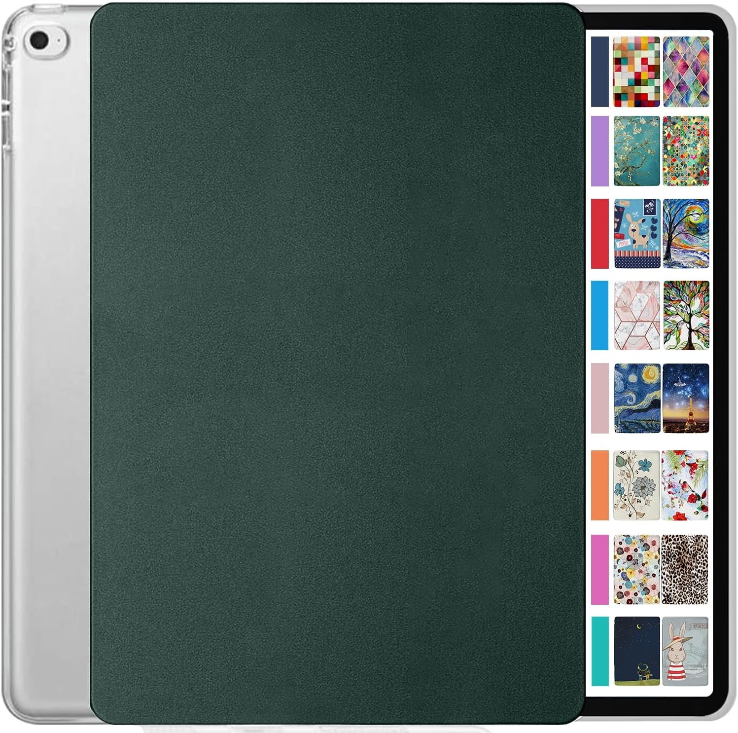 Front. DuraSafe Cases - iPad Pro 12.9" 1st Gen 2015 Slim PC-Back Case with Magnetic Stand A1584 A1652 - Dark Green.