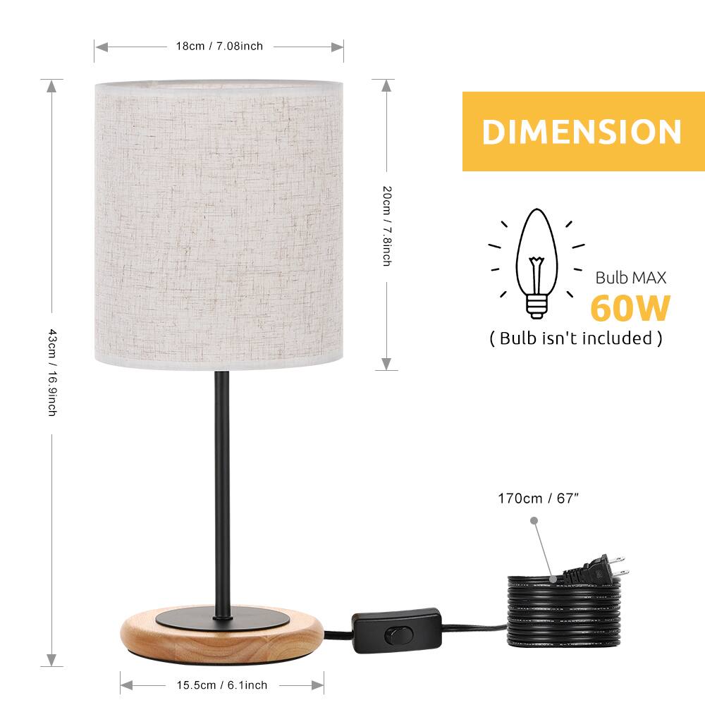 18cm / 7.08inch  
DIMENSION  
43cm / 16.9inch  
9inch / 20cm  
Bulb MAX 60W (Bulb isn't included)  
170cm / 67"  
15.5cm / 6.1inch