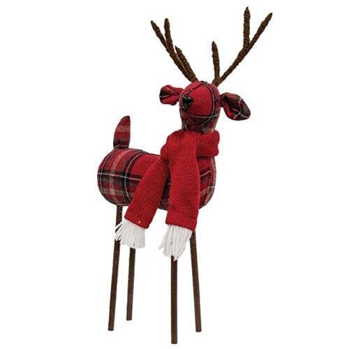 BreeBe - Christmas Plaid Standing Deer - Red