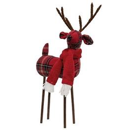 BreeBe - Christmas Plaid Standing Deer - Red