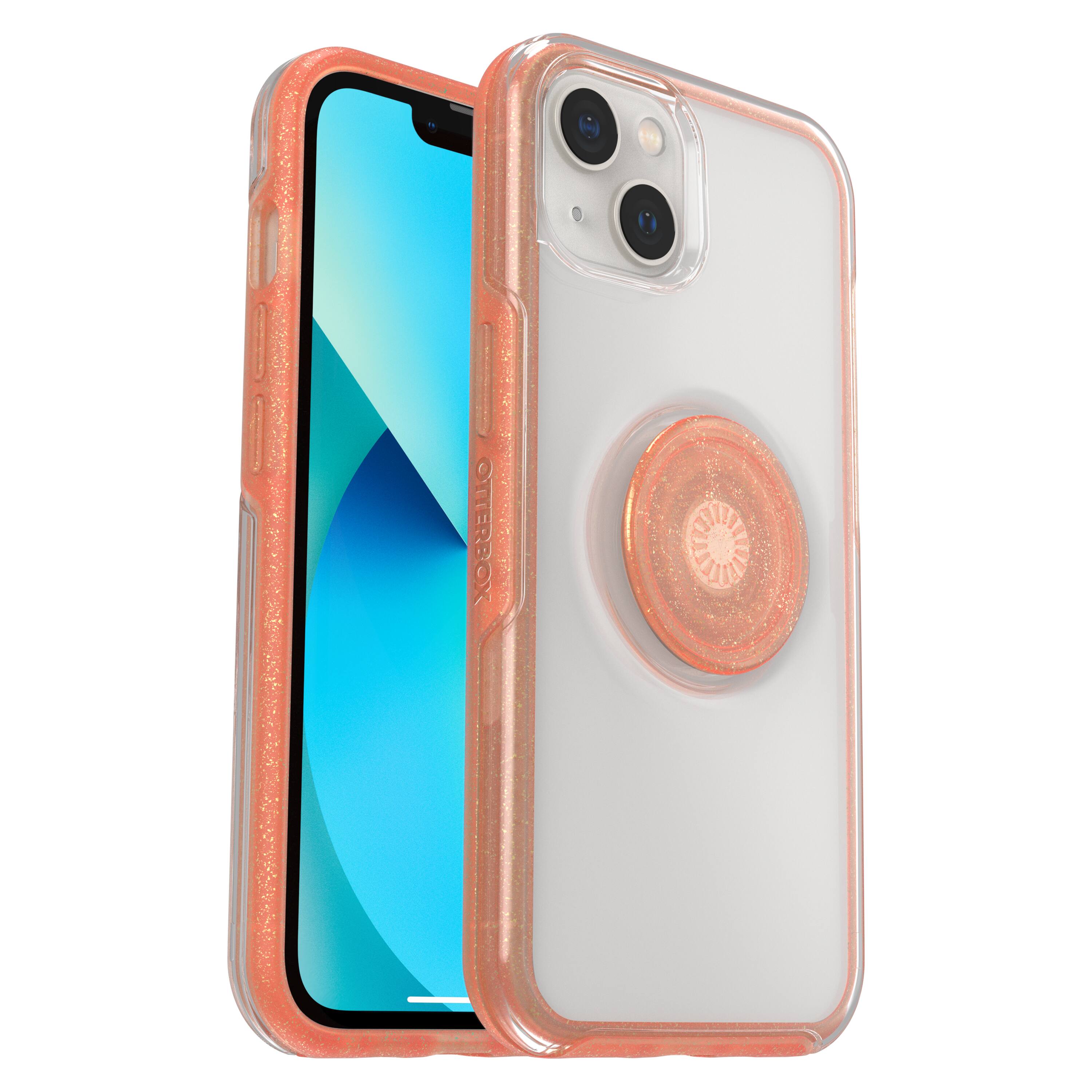 Front. OtterBox - Otter + Pop Symmetry Clear Case with PopGrip for Apple iPhone 13 - Melondramatic.