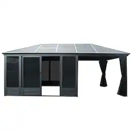 Mondawe - 11x21FT Outdoor Sunroom,Solarium with Galvanized Steel Roof - Gray