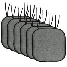 Sweet Home Collection - Cameron Memory Foam No Slip Back 16" x 16" Chair Pad Cushion with Ties, 6-Pack - Black/Sage/Blue
