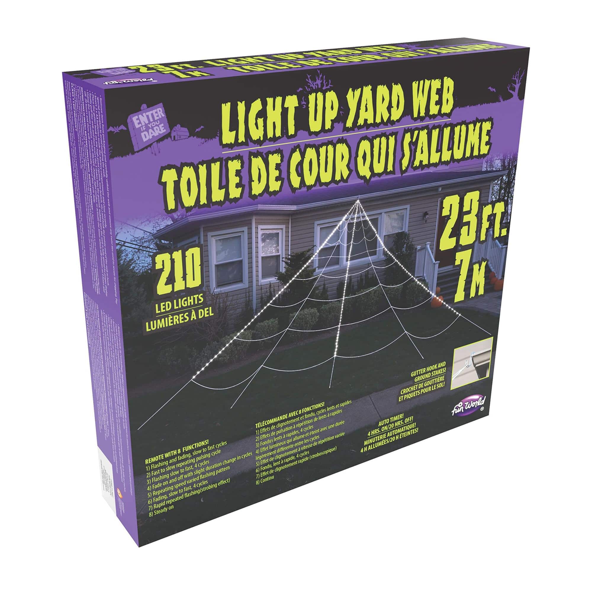 Funworld - Mega 24 Foot Light-Up 210 LED Yard Web Halloween Decor - White