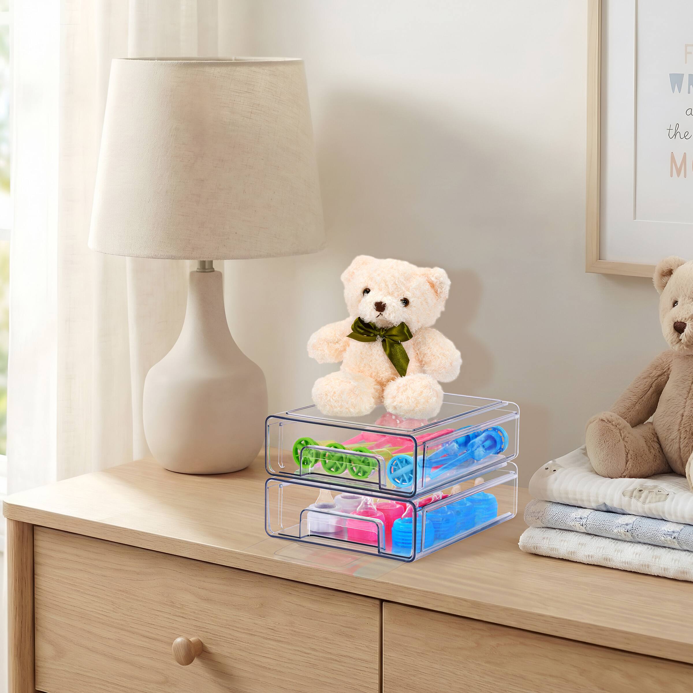 Back. Sorbus - Sorbus Medium Clear Stackable Storage Drawers – 4-Pack Plastic Organizer Bins with Handles – Pull-Out Stackable Drawers - Clear.