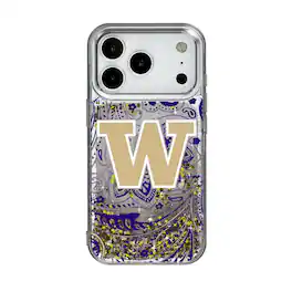 Keyscaper - NCAA - Washington Huskies iPhone Glitter Paisley Design Case - 14 - Multicolor