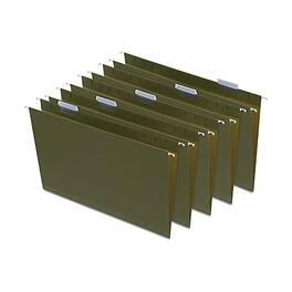 Staples - Heavy Duty Box Bottom Hanging File Folder, 2" Expansion, 1/5-Cut Tab, Legal Size, 25/Box - Standard Green