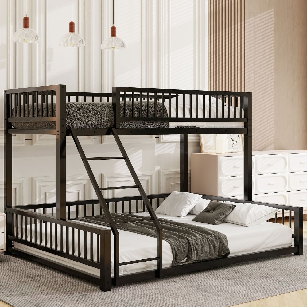 Loheer - Twin XL Over Queen Bunk Bed Heavy Duty Metal Frame - Black price history on PriceWatchPro
