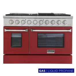 Kucht - 48 in. 6.7 cu. ft. Propane Gas Range with Sealed Burners and Two Ovens - One Convection - in Red - Red