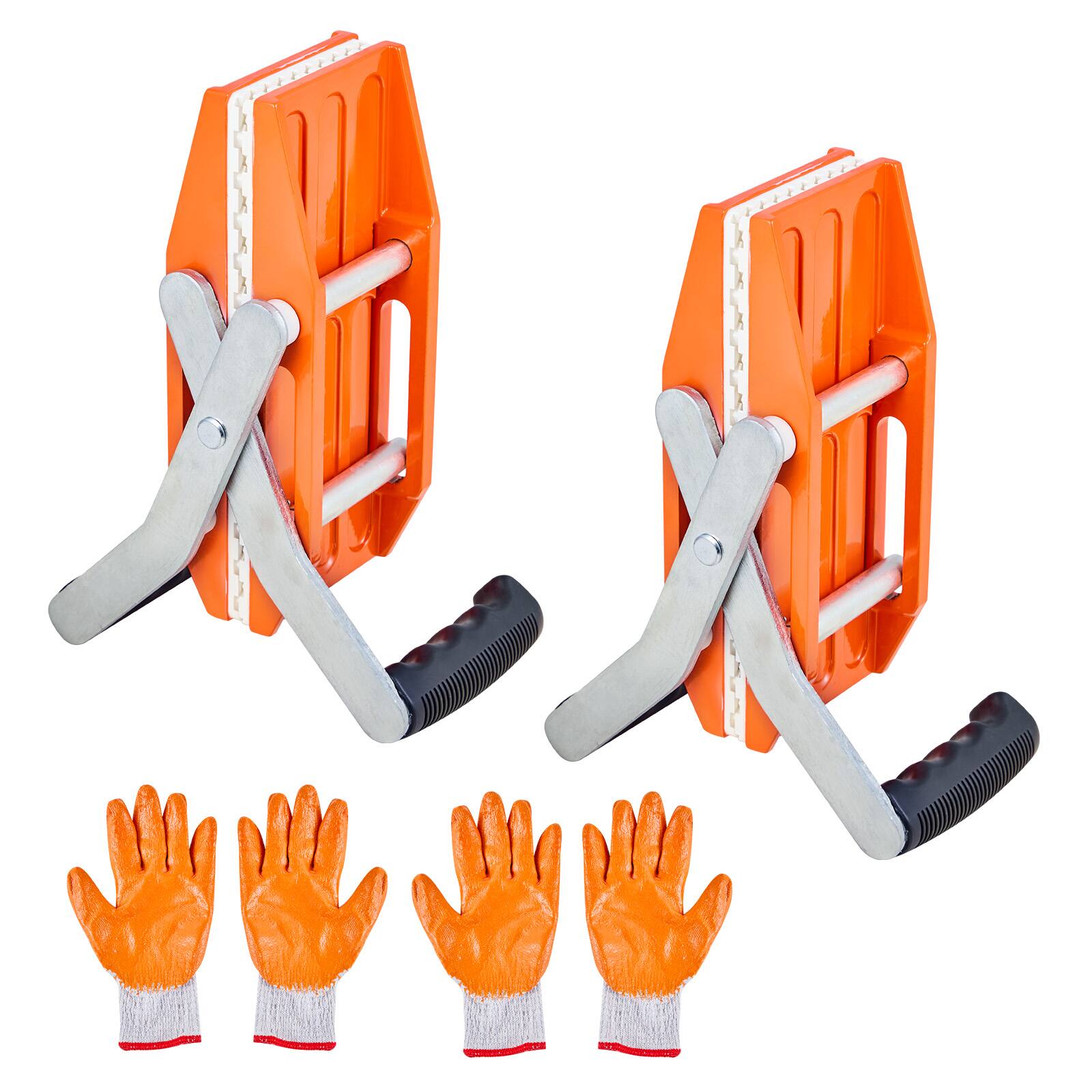 Front. VEVOR - Double Handed Stone Carrying Clamps,660 lbs Load Capacity,2 Pack Granite Panel Carriers Lifting Tools with Rubber-lined - Orange + Black + White.
