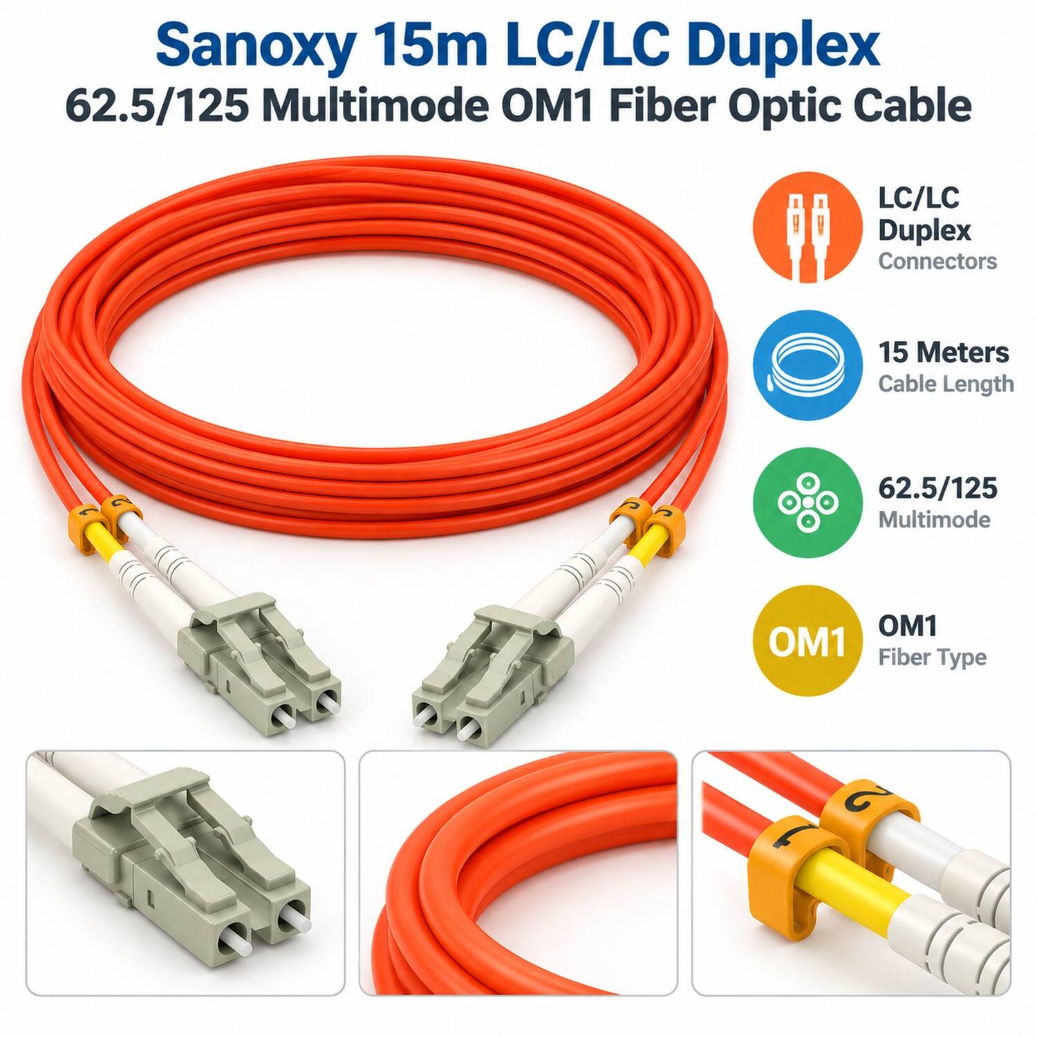 Sanoxy 15m LC/LC Duplex 62.5/125 Multimode OM1 Fiber Optic Cable

LC/LC Duplex Connectors

15 Meters Cable Length

62.5/125 Multimode

OM1 Fiber Type