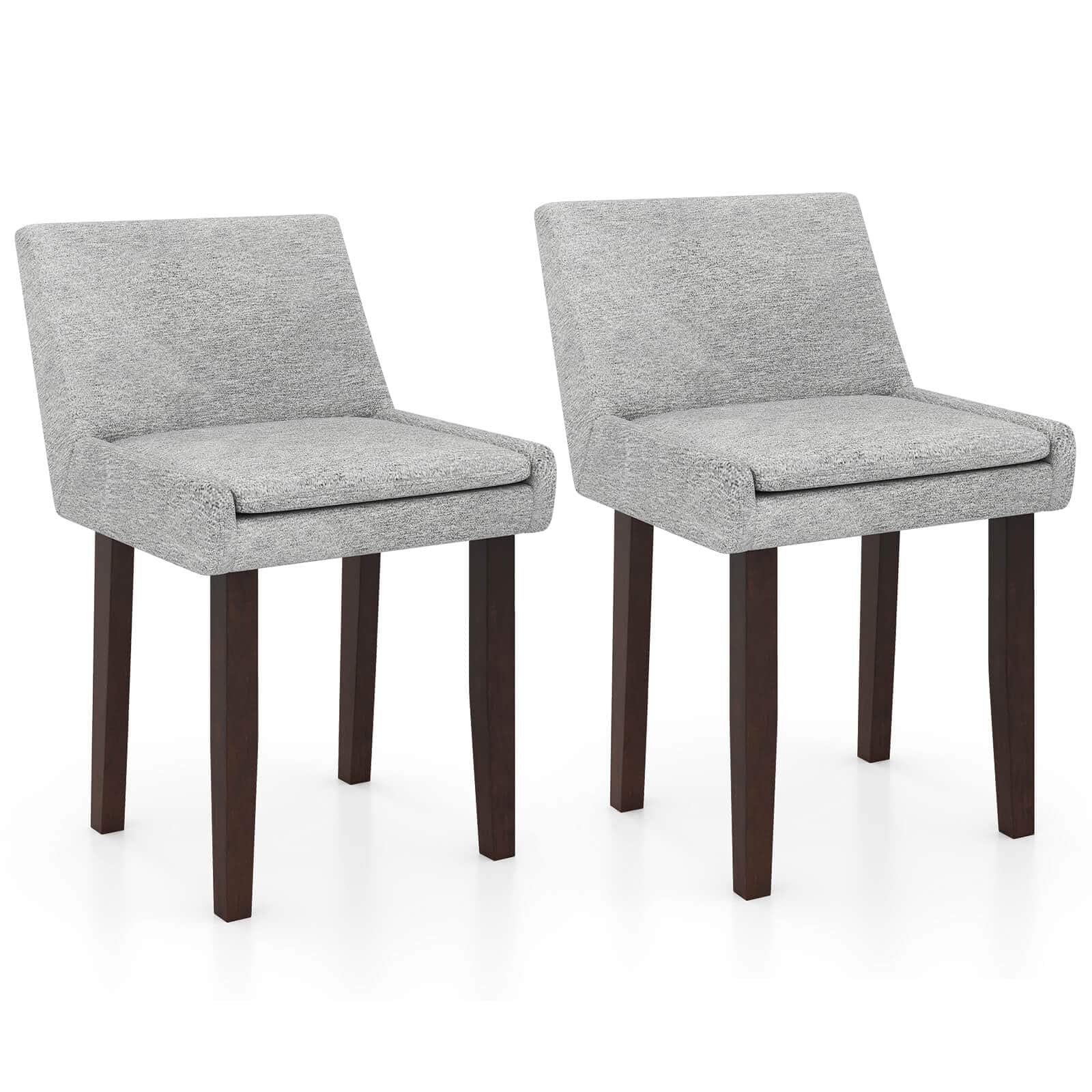 Gymax - Modern Dining Chair Set of 2 w/ Mid Back & Cushioned Seat Solid Wood Legs - Grey, Brown price history on PriceWatchPro