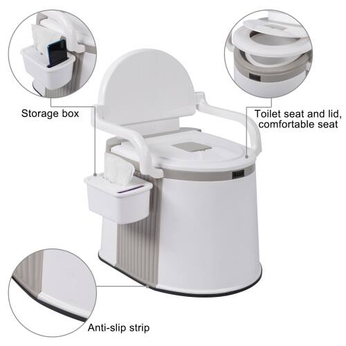 Storage box  
Toilet seat and lid, comfortable seat  
Anti-slip strip