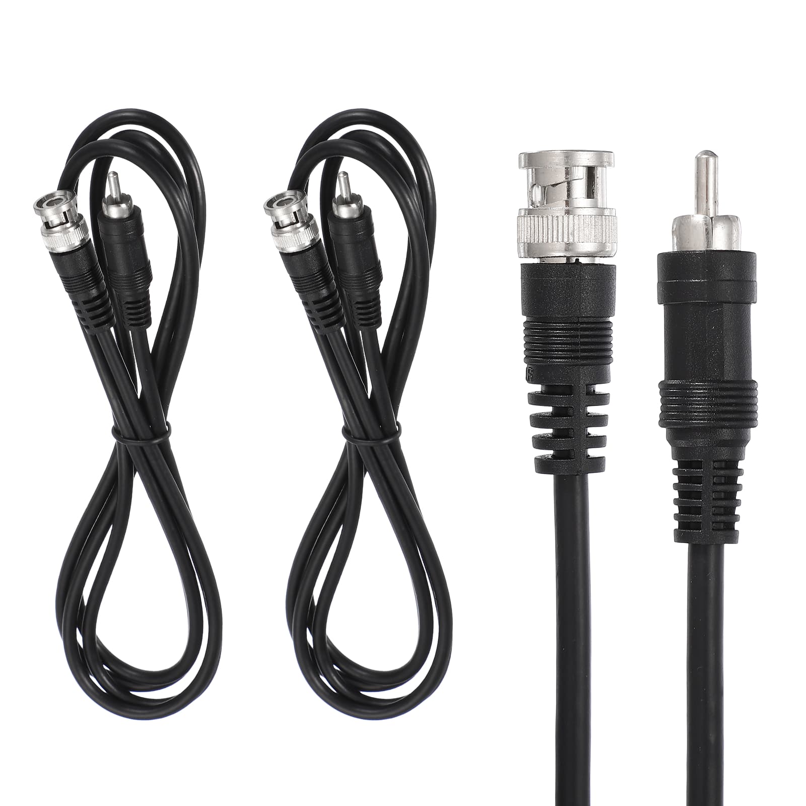 Unique Bargains - BNC Male to RCA Male Coaxial Cable 6FT 75-Ohm Camera Cable Cord for DVR CCTV Security System Monitor Video (2pcs) - Black