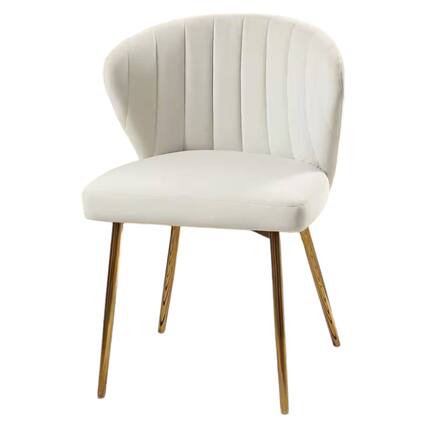 Front. SlickBlue - Modern Velvet Wingback Chair – Upholstered Accent Side Chair with Stylish Gold Legs - Ivory White.