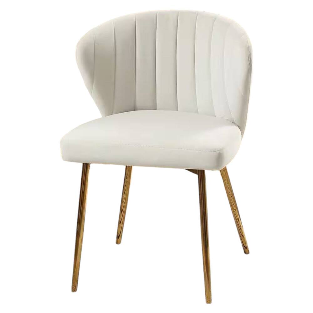 Front. SlickBlue - Modern Velvet Wingback Chair – Upholstered Accent Side Chair with Stylish Gold Legs - Ivory White.