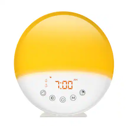 Front. Dazzed Corner - Wake Up Light Sunrise Alarm Clock, Dual Alarms, Snooze - White.