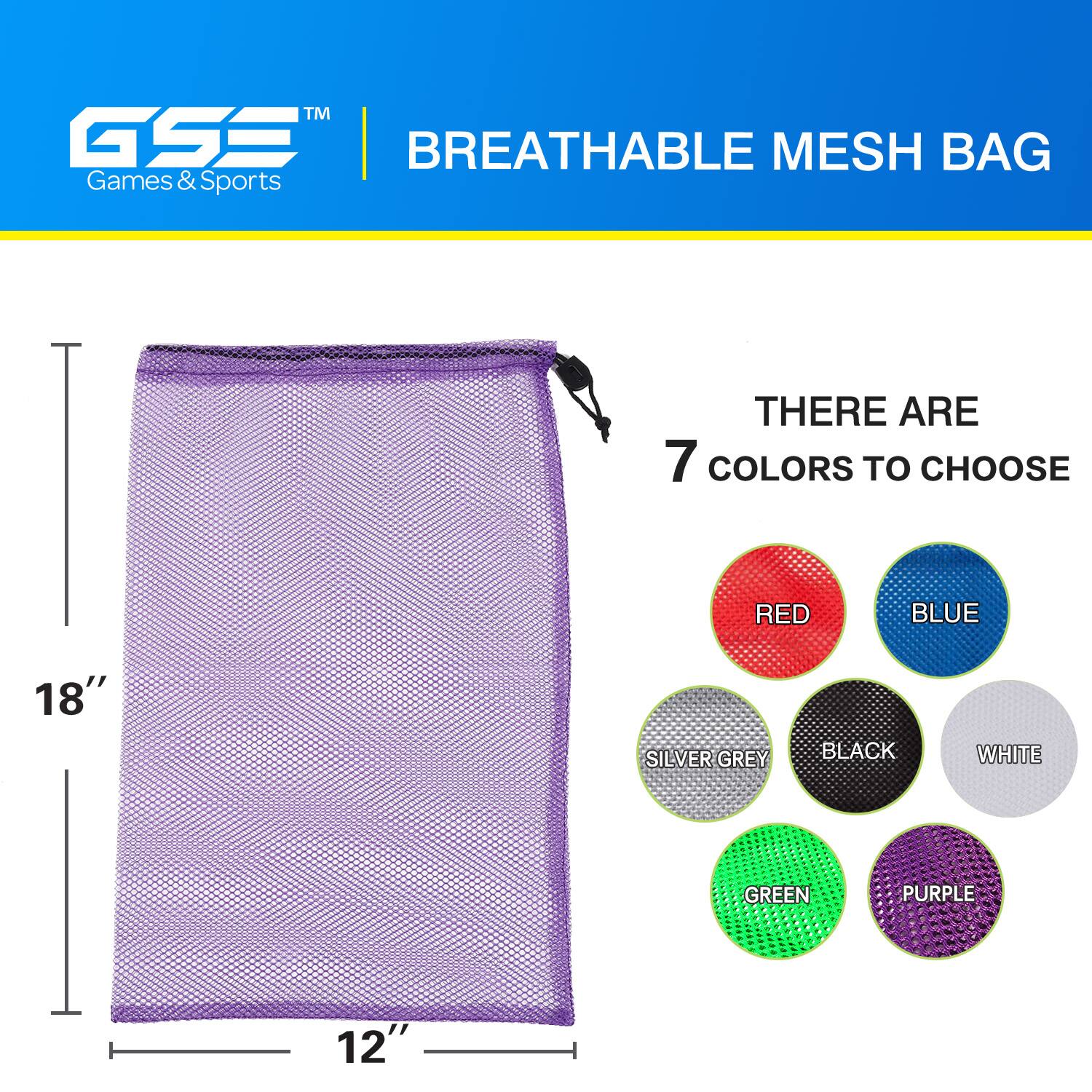TM GSS BREATHABLE MESH BAG Games & Sports THERE ARE 7 COLORS TO CHOOSE RED BLUE SILVER GREY BLACK WHITE GREEN PURPLE 18" 12"