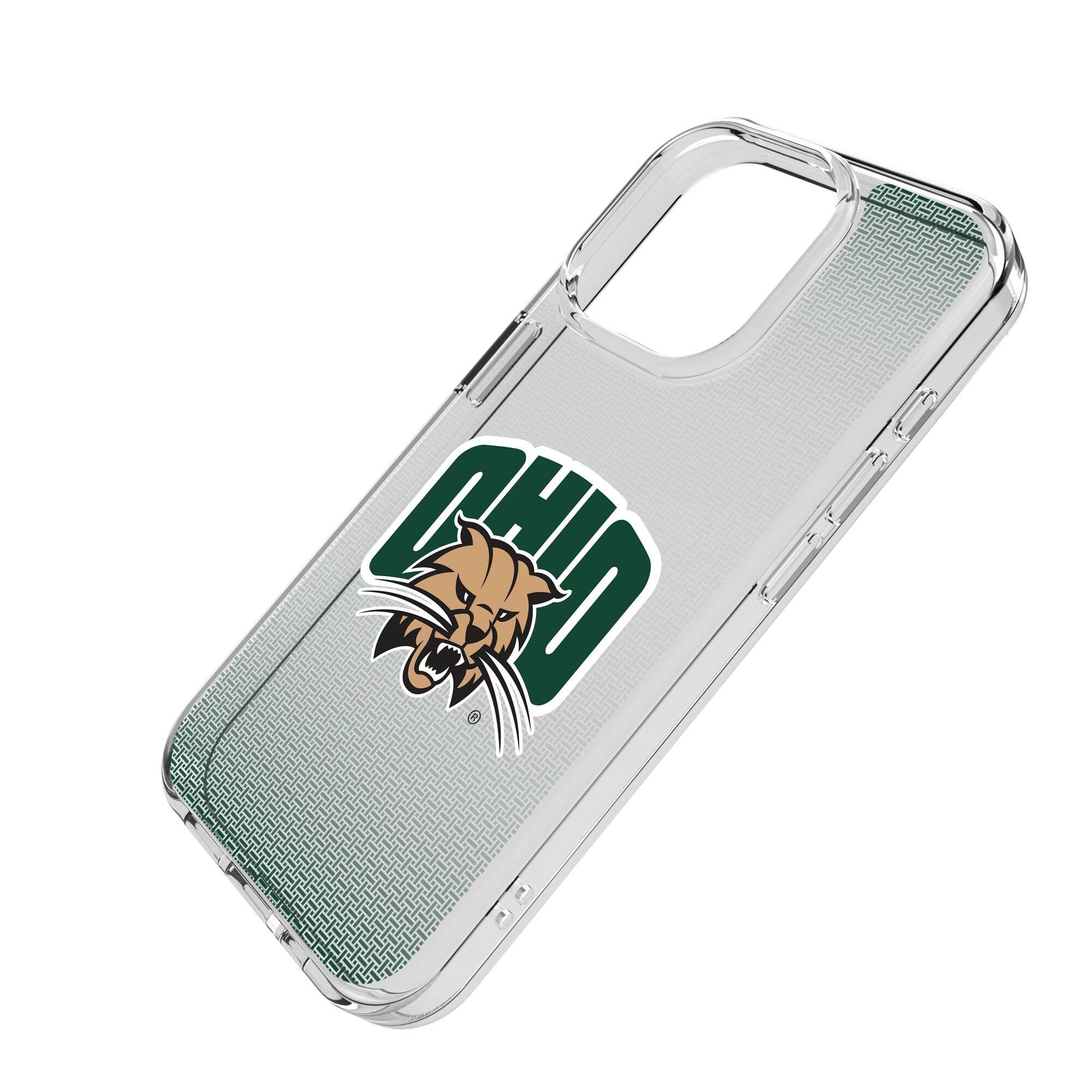 Alt View 1. Keyscaper - Ohio Bobcats Linen Logo iPhone Clear Case - 16e - Multicolor.