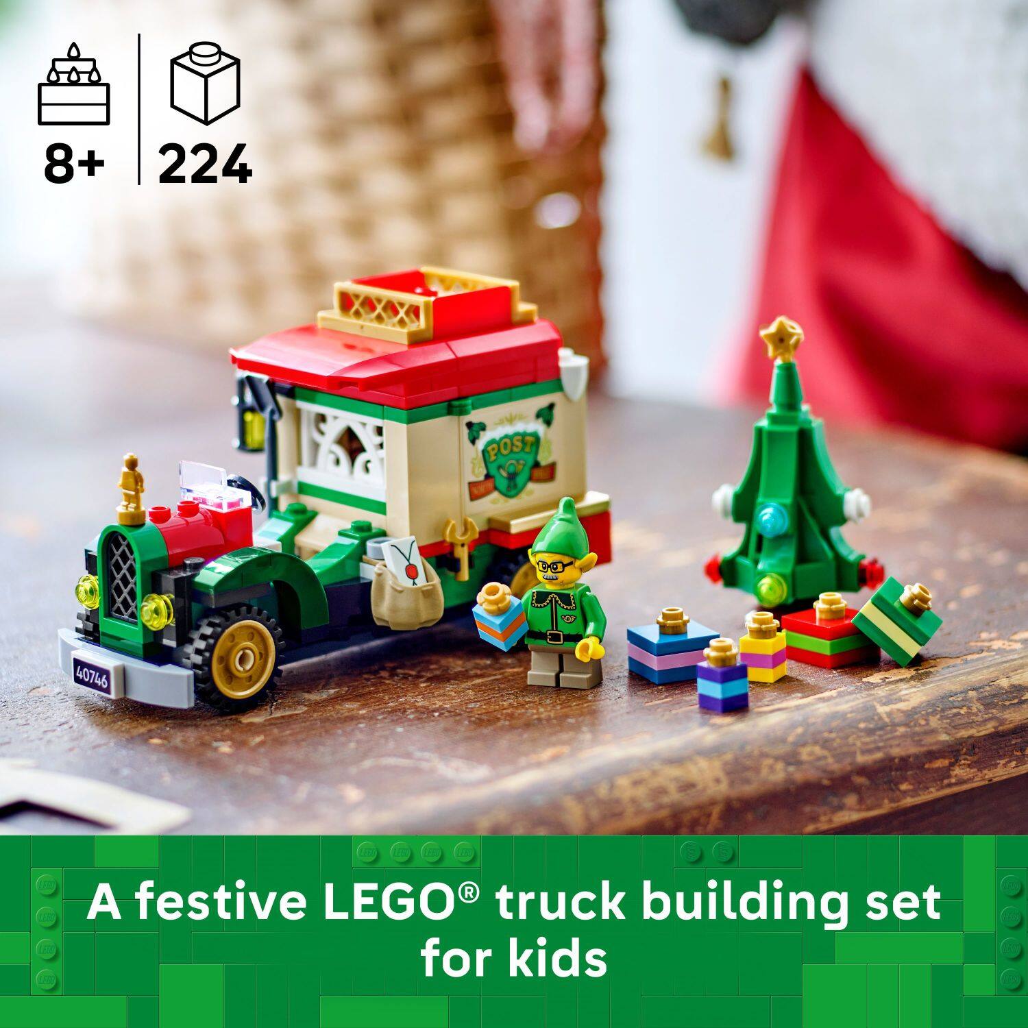 8+ 224  
A festive LEGO® truck building set for kids