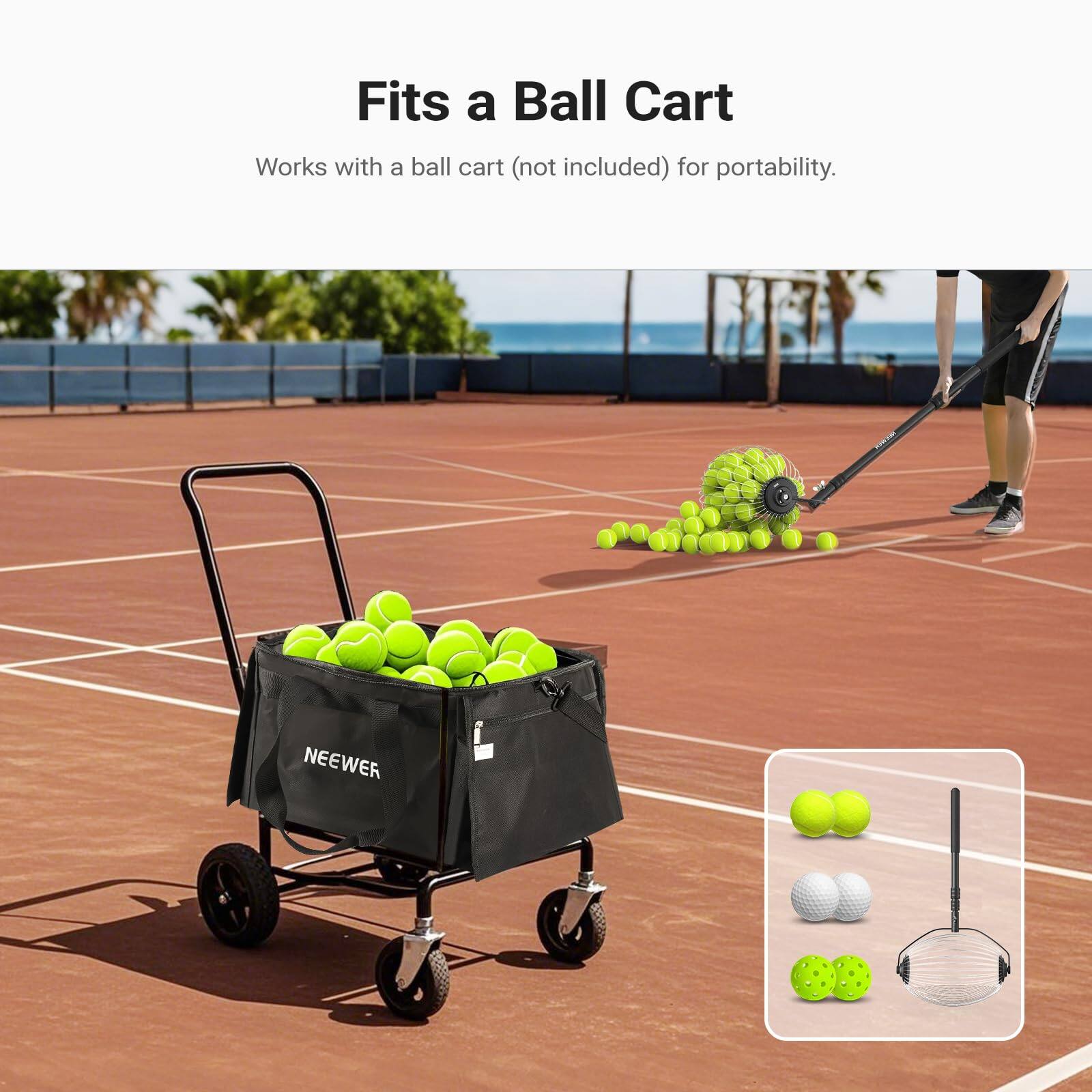Fits a Ball Cart  
Works with a ball cart (not included) for portability.  
NEEWER