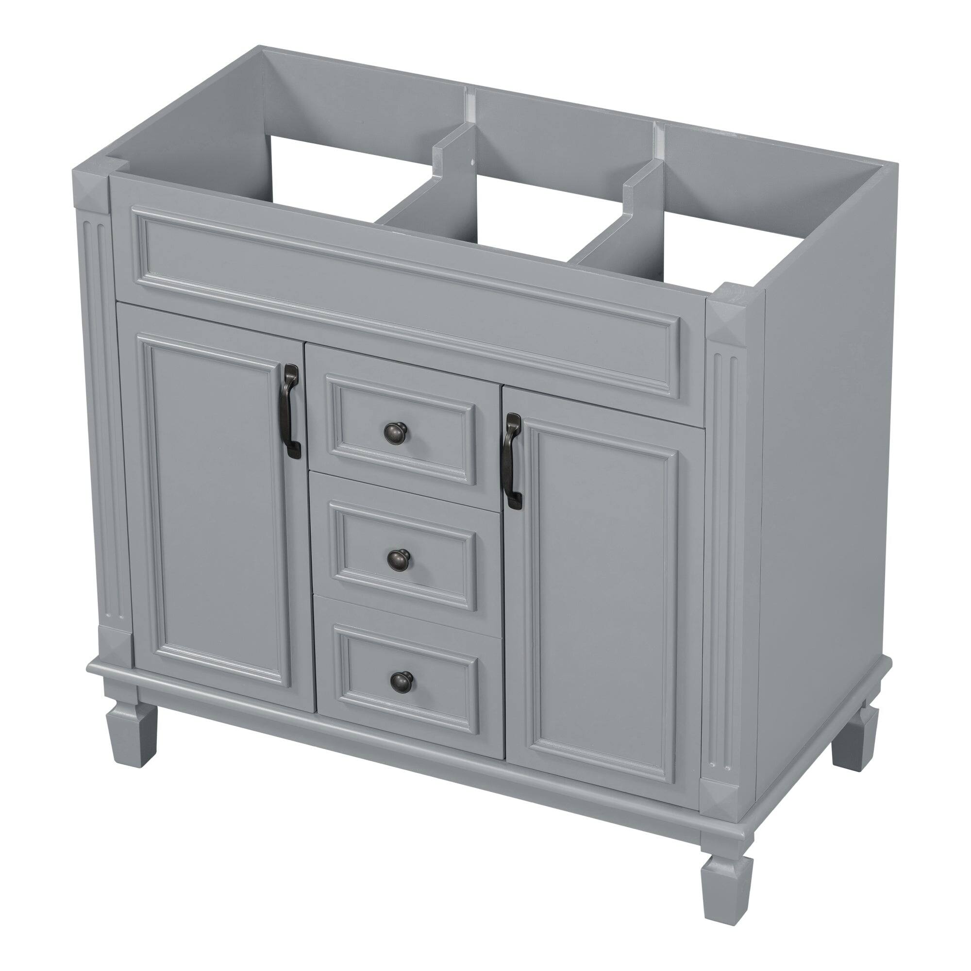 Alt View 7. Boyel Living - 36 Inch Modern Bathroom Vanity Cabinet Only Soft Closing Doors Drawers Gray - Gray.