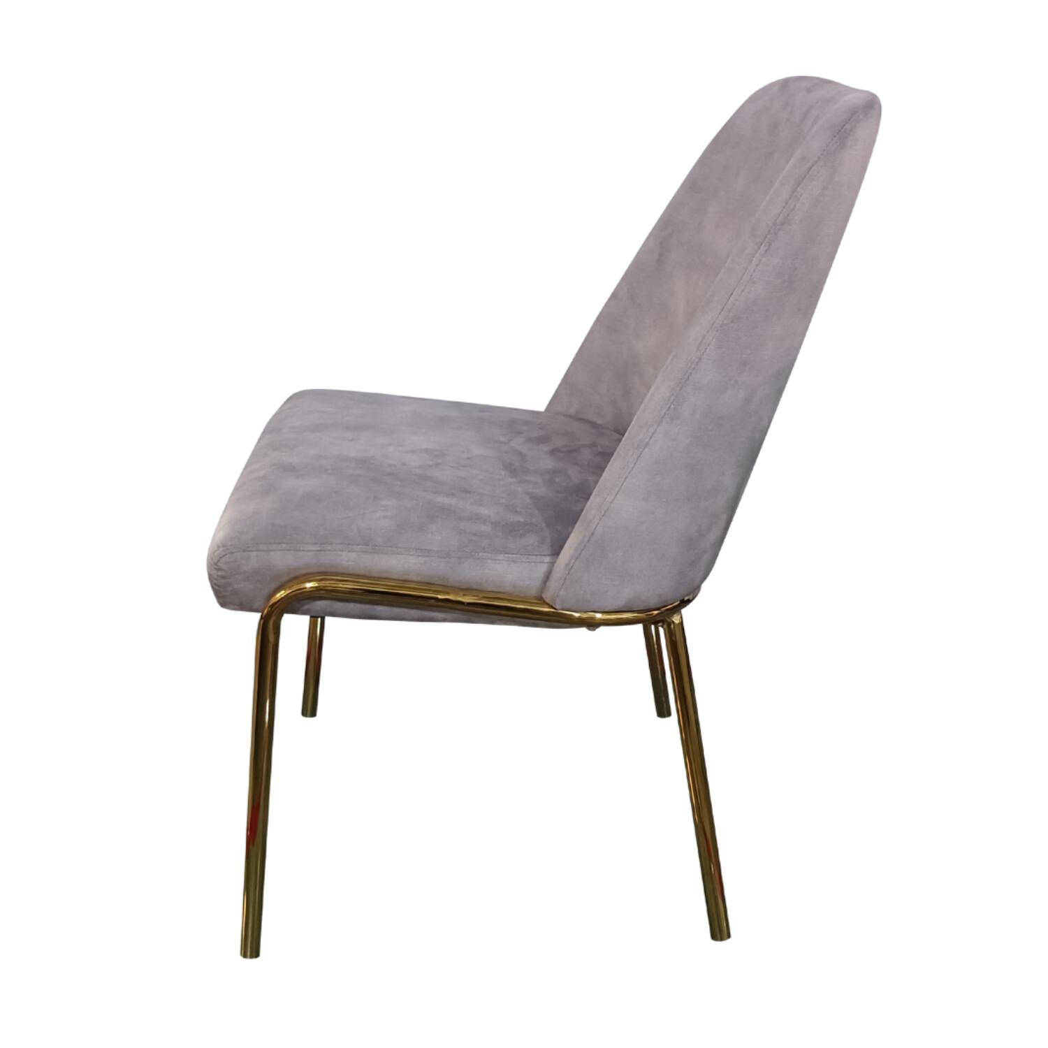 Alt View 6. LeisureMod - Lumen Modern Upholstered Dining Chair with Curved Back & Gold Steel Legs - Accent Side Chair - Grey Boucle.