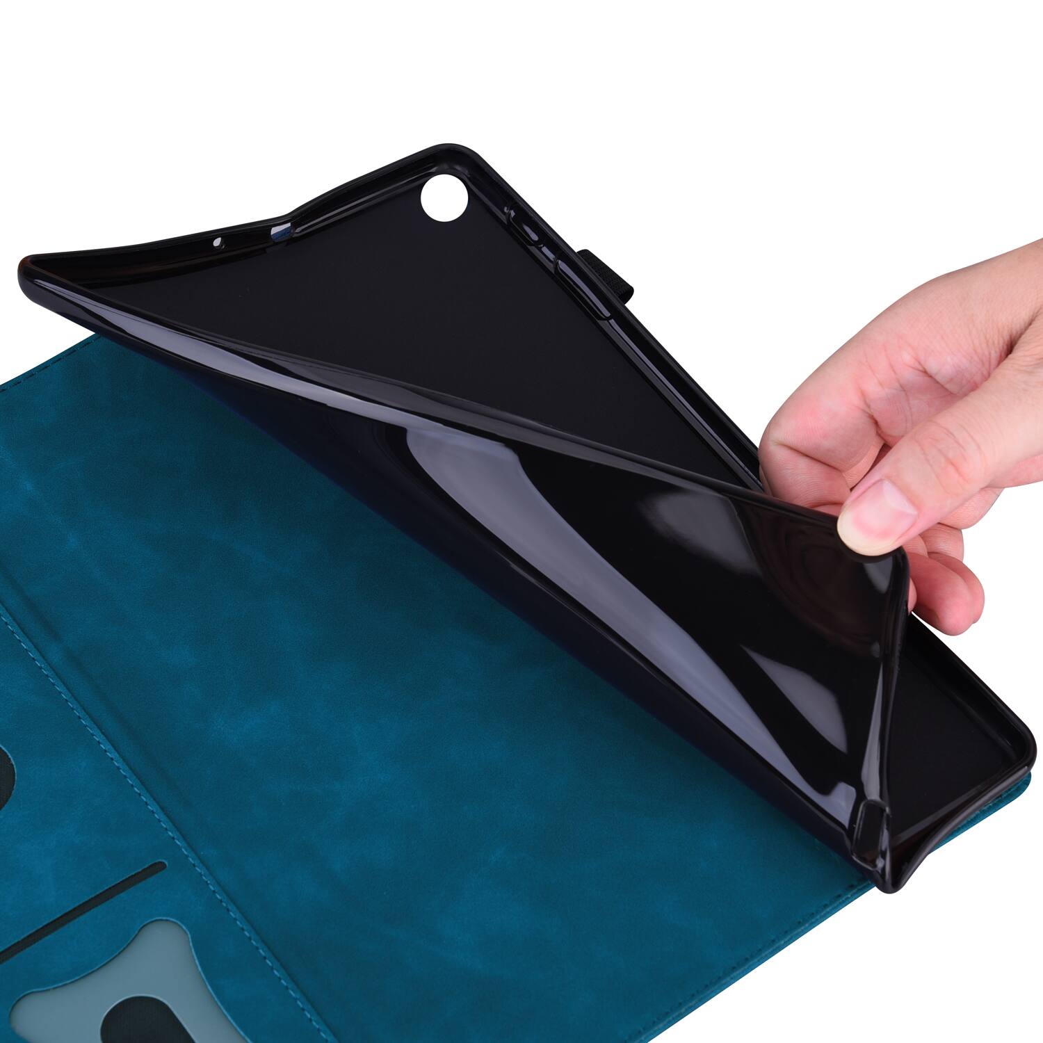 Back. Dteck - for iPad Air 13 Inch Case M4 2026 / M3 2025 / M2 2024, Matte PU Leather Folio Stand Cover with Credit Card Slots - Blue.