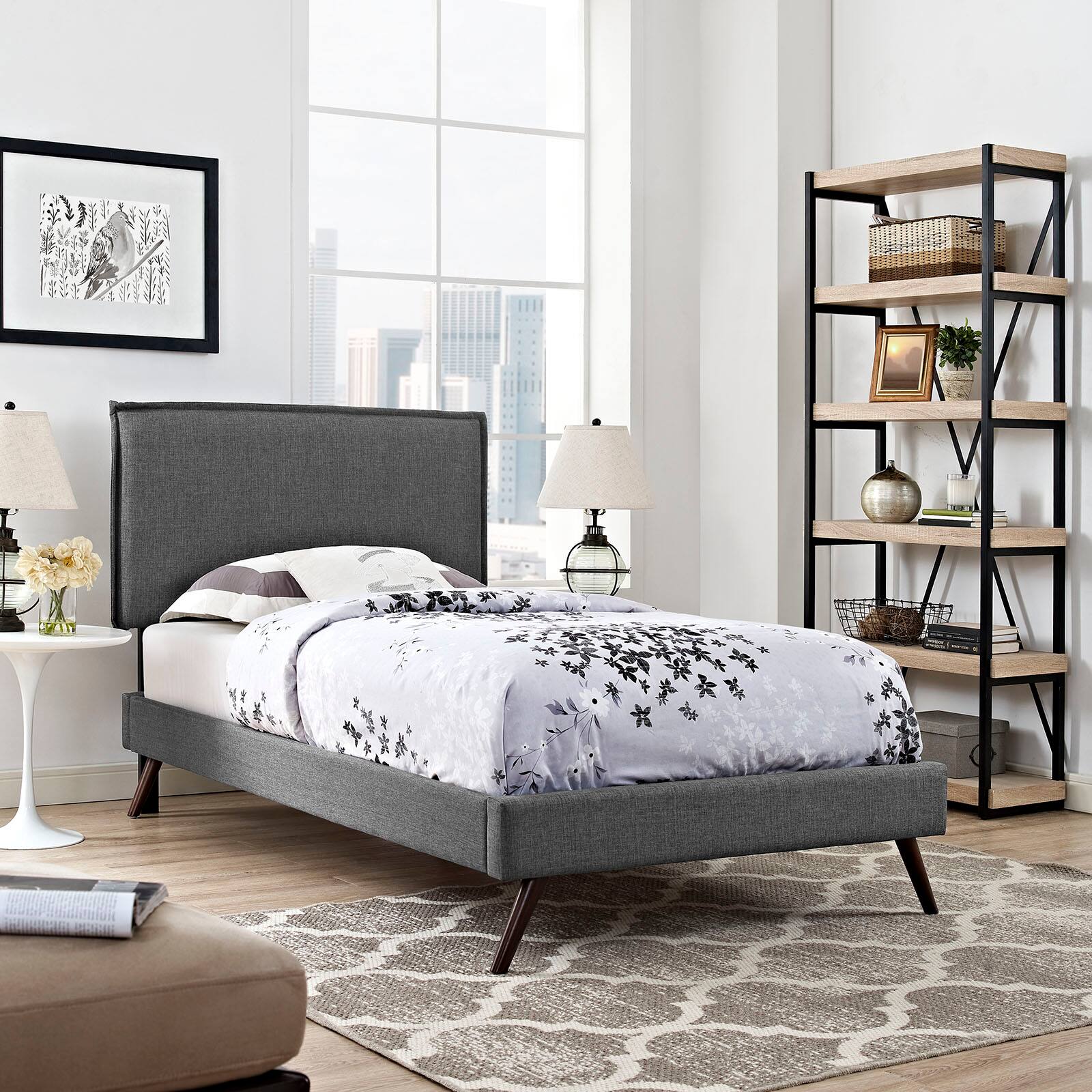 Alt View 2. Modway - Maisie Stainless Steel Queen Bed Frame - Gray.