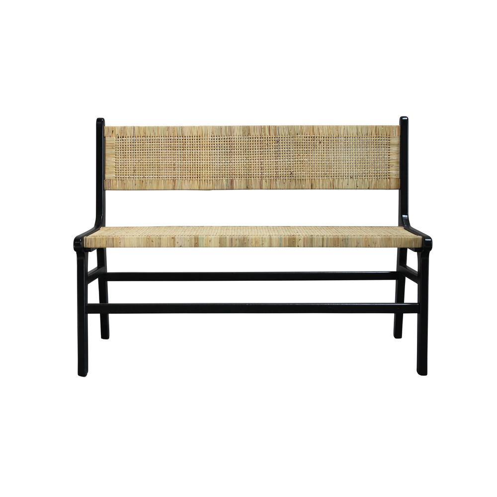 Alt View 1. Carolina Chair & Table - Leana Rattan Bench - Black - Black, Natural.