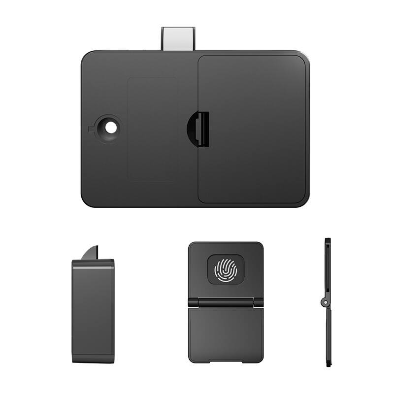 Front. Cluzine - No-Punch NFC Drawer Lock,Fingerprint,IC Card Unlock,Smart Cabinet Lock for Wardrobe,File Cabinet.