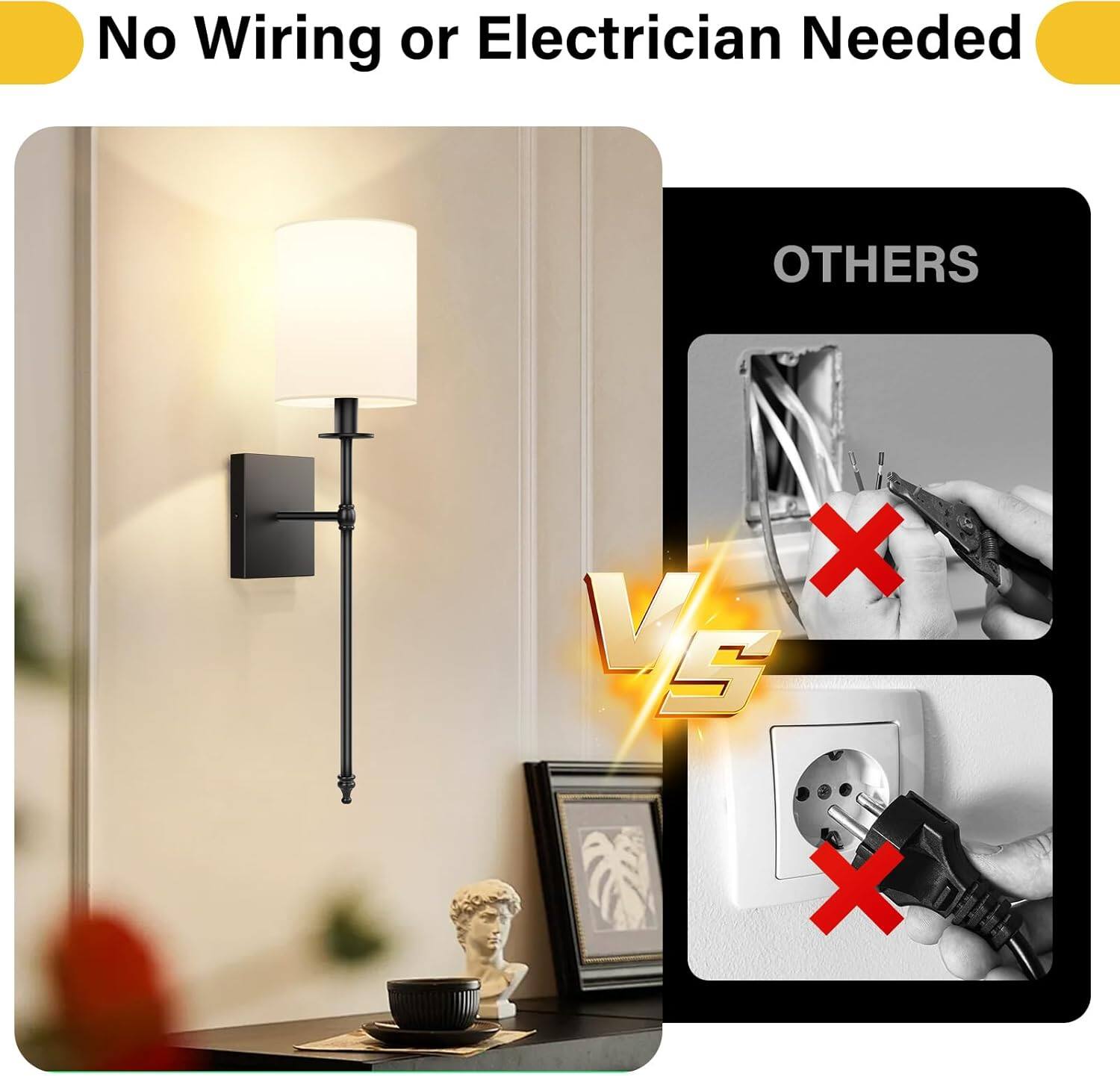 No Wiring or Electrician Needed

OTHERS

VS