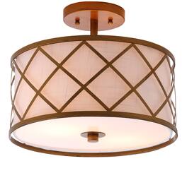 Jonathan Y - Elizabeth 13.25" Metal LED Flush Mount, /White - Gold