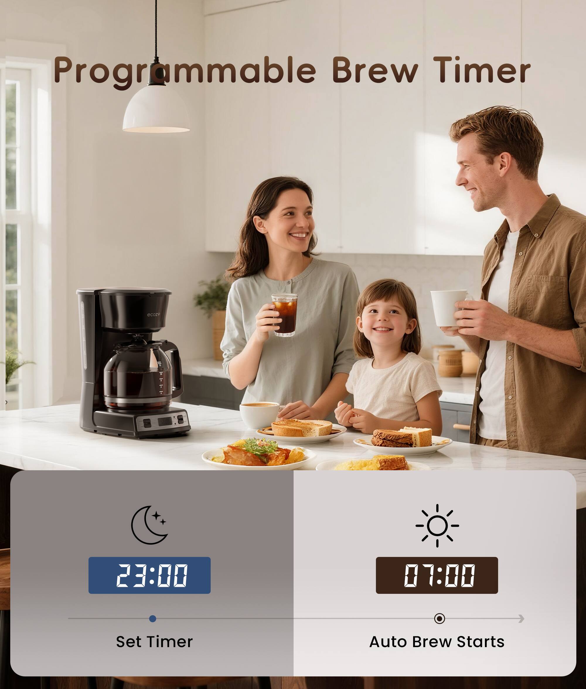 Programmable Brew Timer

23:00 Set Timer

07:00 Auto Brew Starts