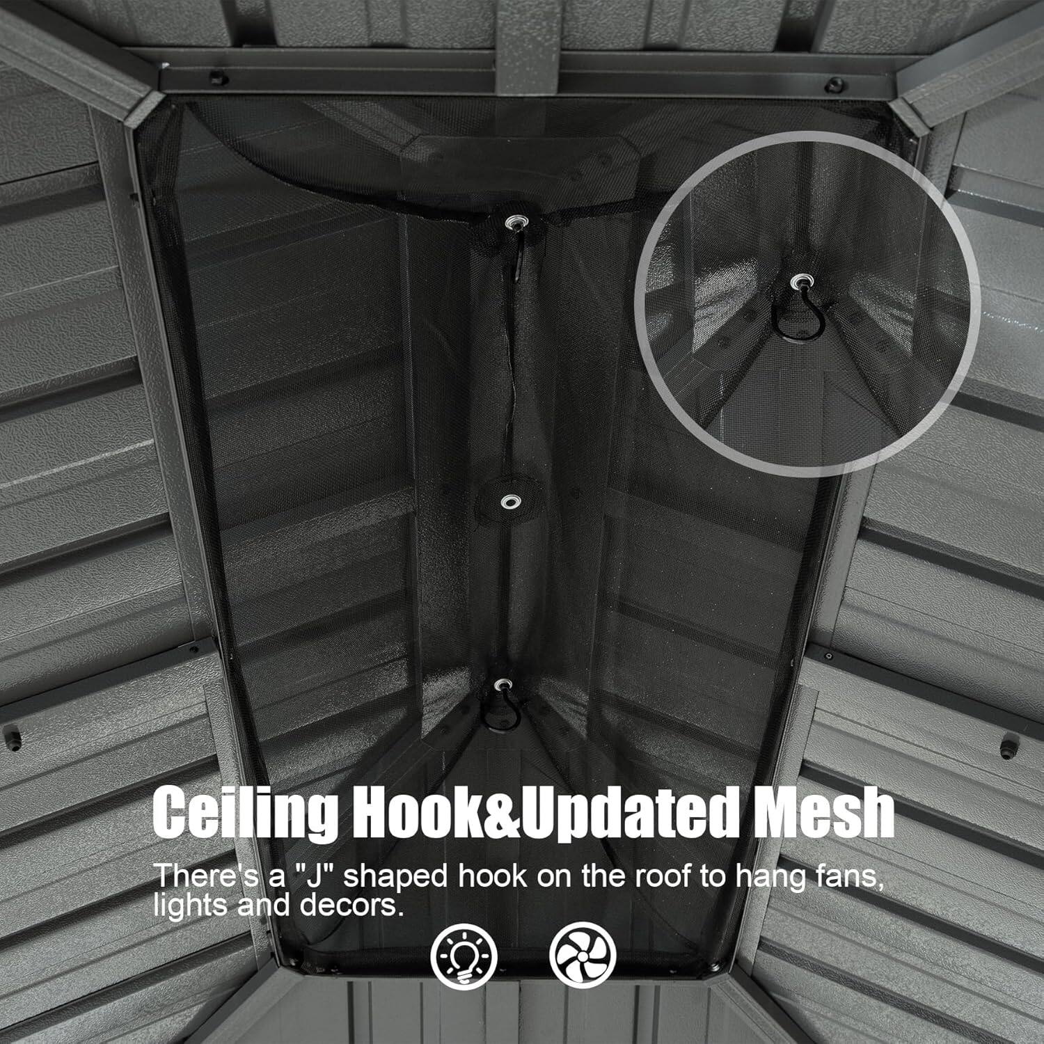 Ceiling Hook & Updated Mesh

There's a "J" shaped hook on the roof to hang fans, lights and decors.