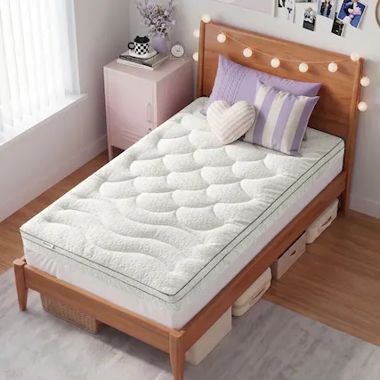 Front. Bestier - Twin Size 3-Inch Gel Memory Foam Mattress Topper with Cooling Cover - White.