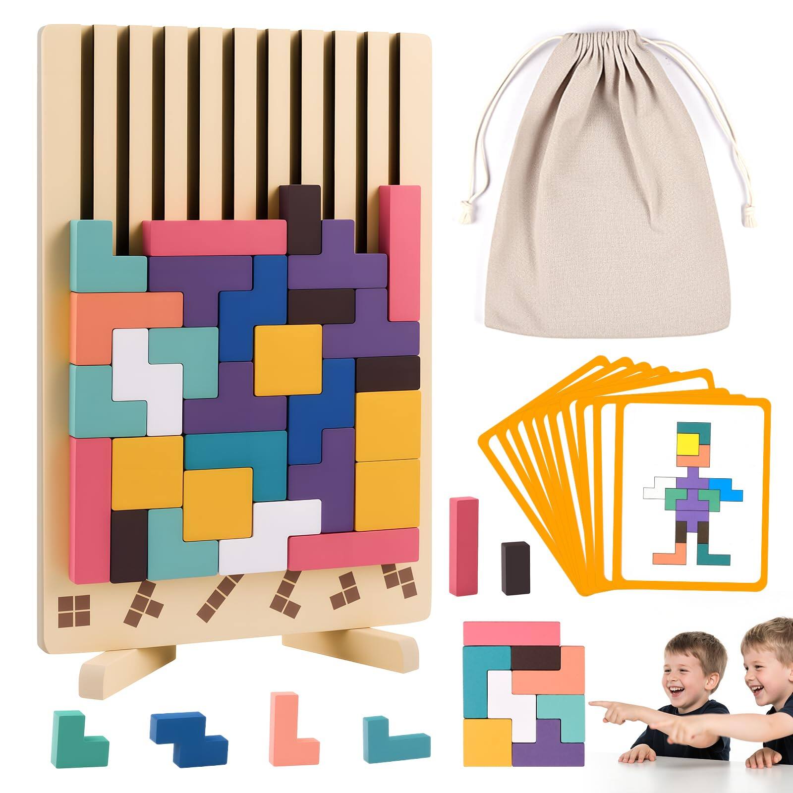 Front. Stylel Star - Wooden Stacking Puzzle  3d Russian Block Jigsaw Montessori Educational Board Game Gift For And Blocks Toys Family Brain.