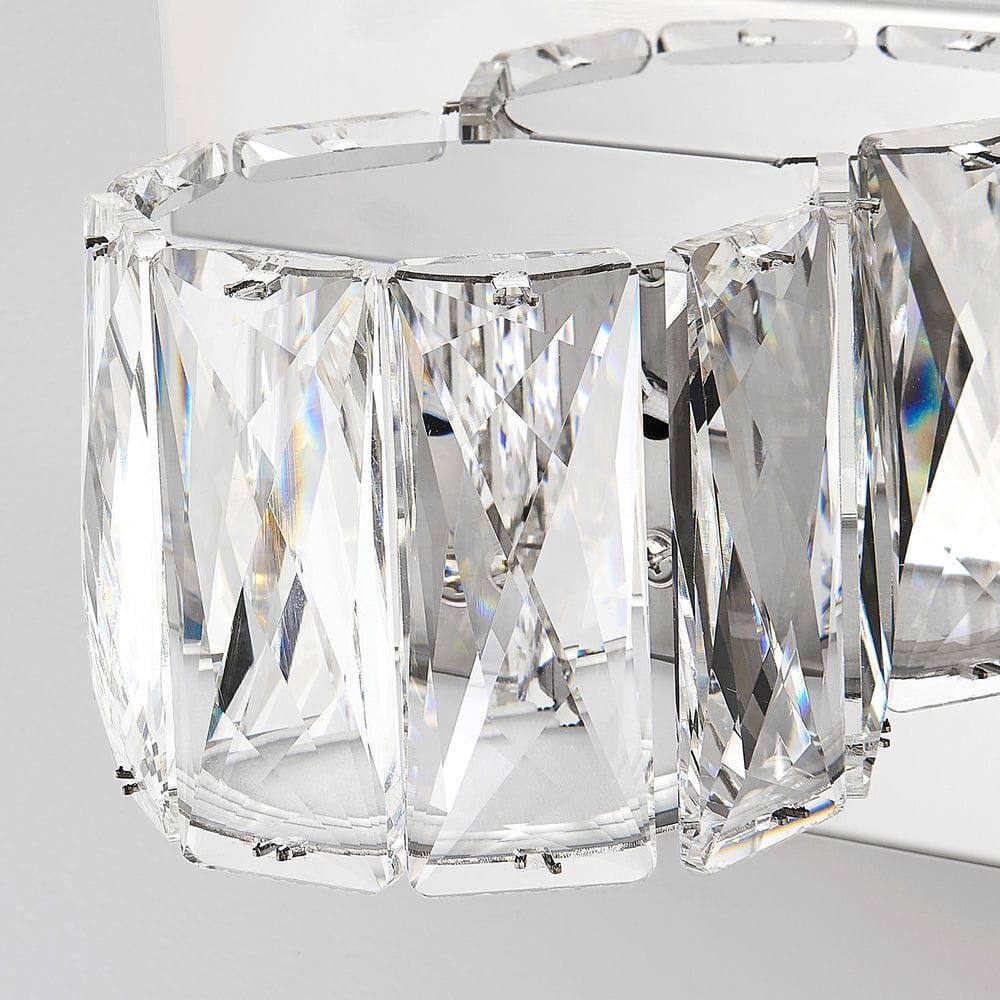 Back. Kadyn - 35" Modern Crystal 5-Light LED Wall Sconce – Elegant Chrome Bathroom Vanity Light with Clear Crystal Shades, Chrome - Silver.