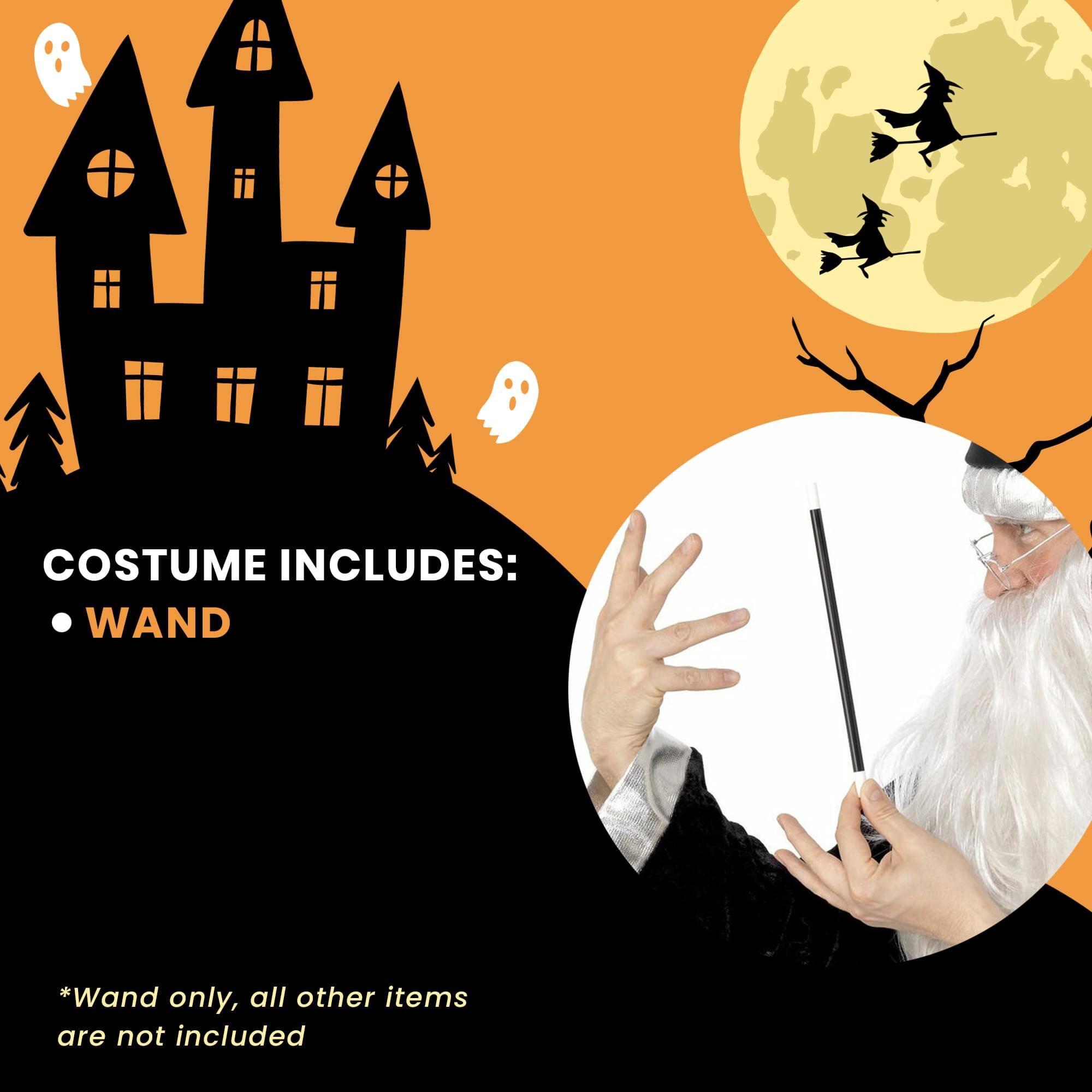 COSTUME INCLUDES:  
- WAND  

*Wand only, all other items are not included