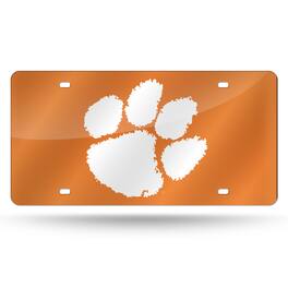 Rico Industries - Clemson Tigers Orange Mirrored Laser Cut License Plate Laser Tag - Multi
