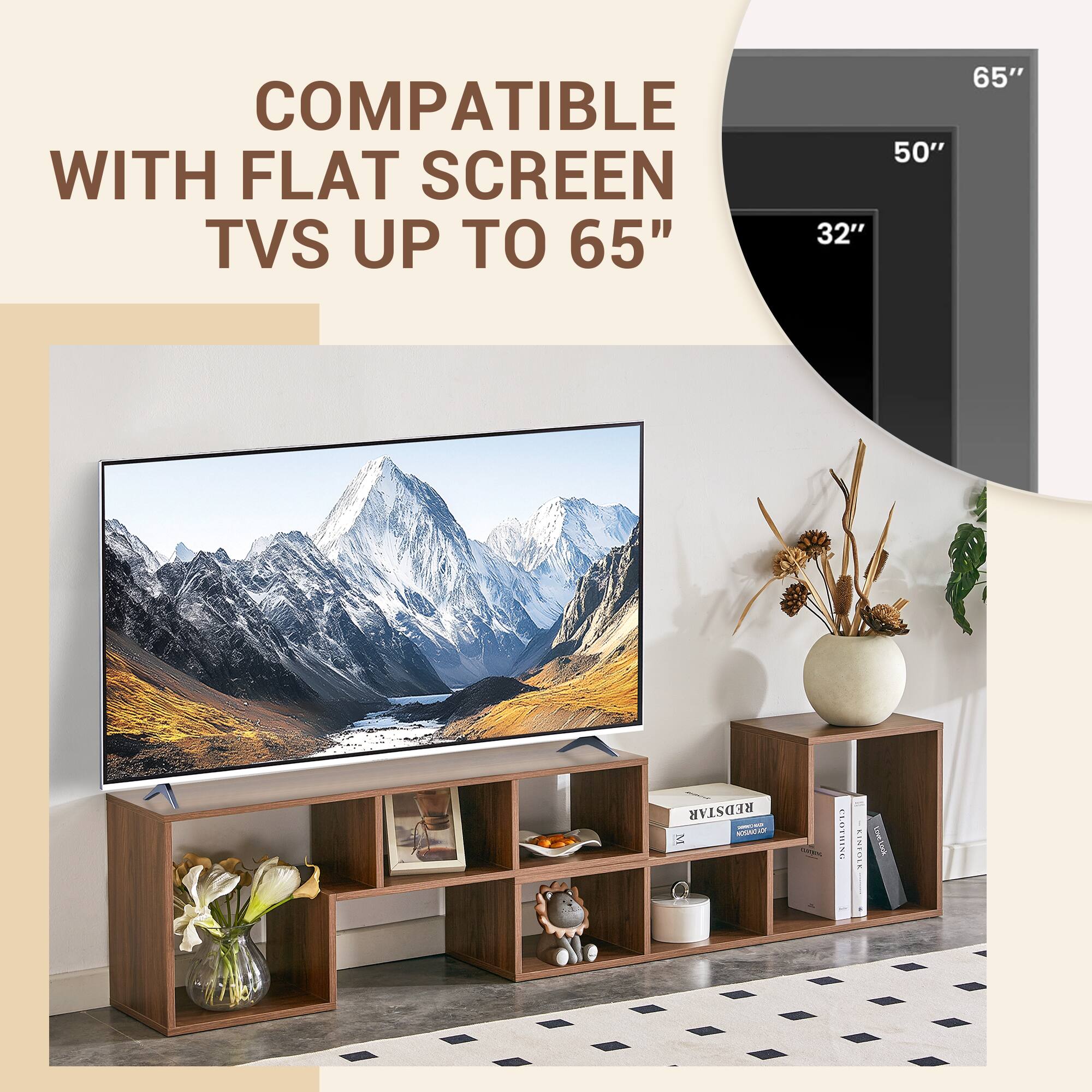 COMPATIBLE WITH FLAT SCREEN TVS UP TO 65" 65" 50" 32"