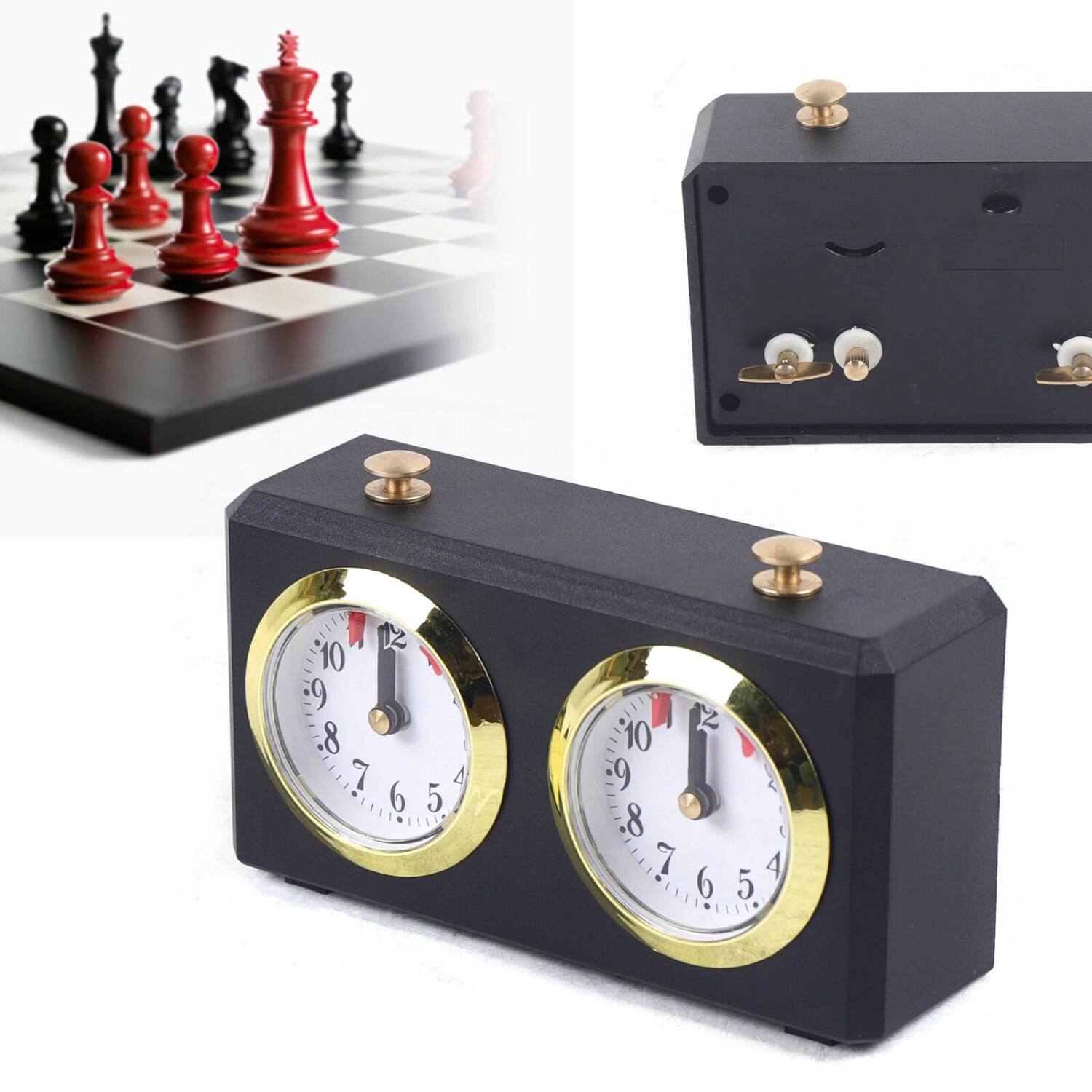 Angle. Stock Preferred - Mechanical Analog Chess Clock Timer - Black.