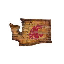 Fan Creations - Washington State Cougars 23.5" x 23.5" Distressed State with Logo Sign - Multicolor