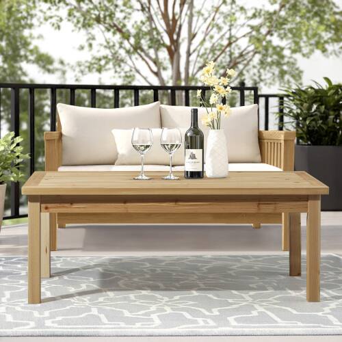 Alt View 8. Winado - 44in Patio Wooden Coffee Accent Side Table for Indoor/Outdoor Resistant Table Furniture - Natural.