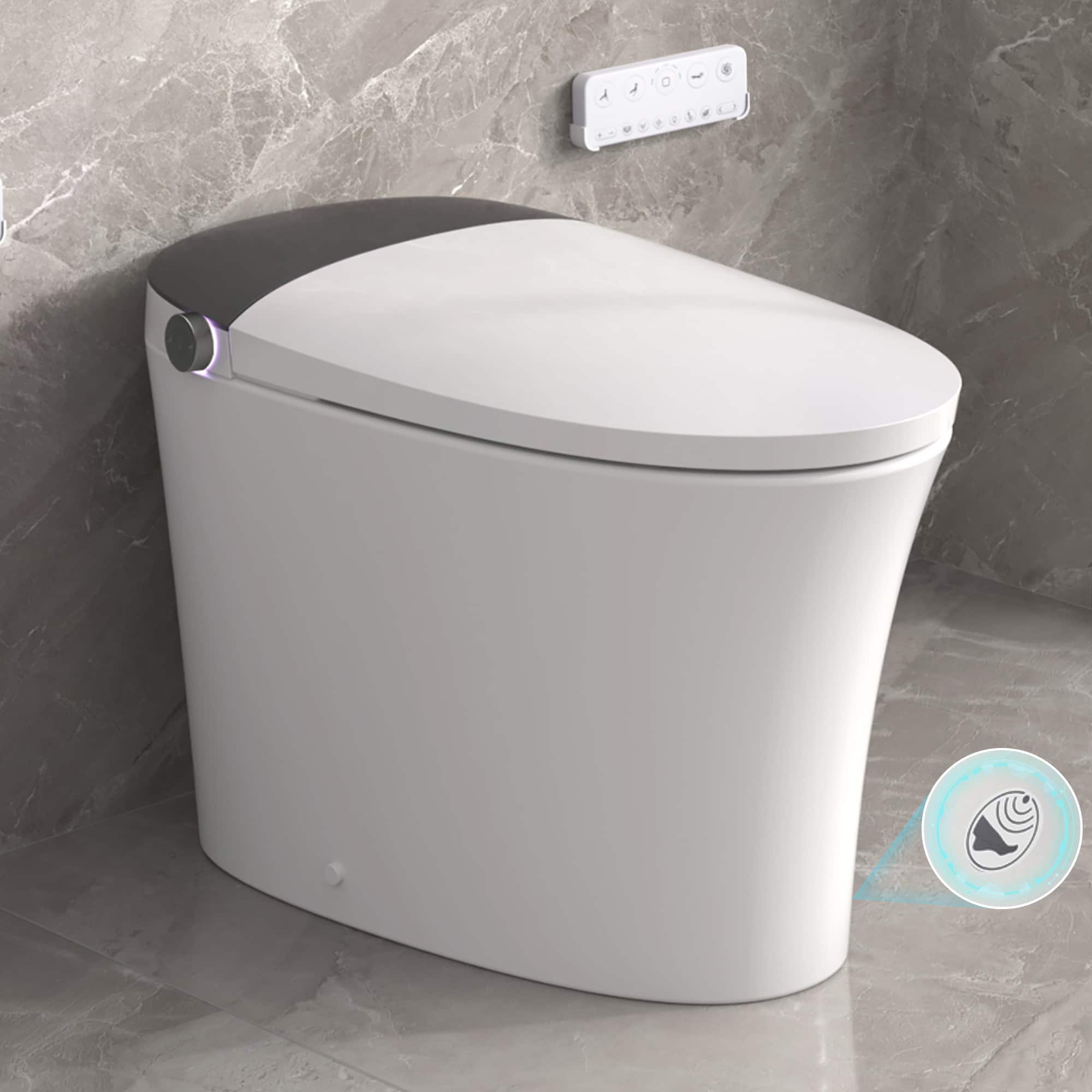 TinyHomie - Elongated Smart Toilet with Bidet Smart Toilet Powerful Flush Warm WaterDryer Night Light Dual Flush for Bathrooms - White