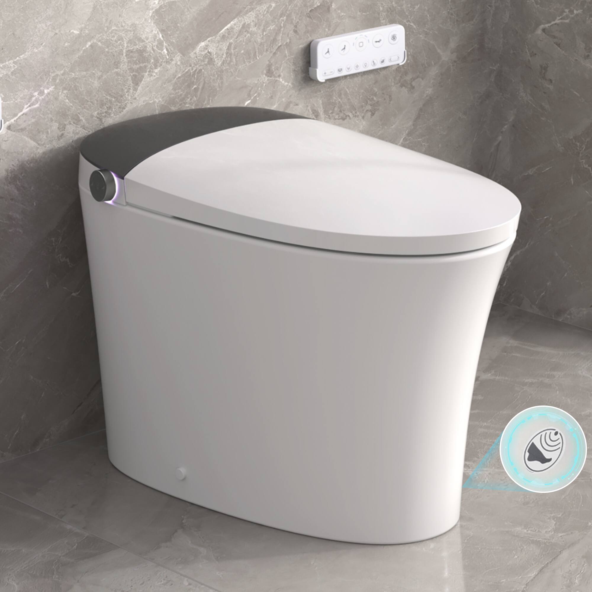 Front. TinyHomie - Elongated Smart Toilet with Bidet Smart Toilet Powerful Flush Warm WaterDryer Night Light Dual Flush for Bathrooms - White.