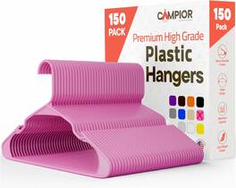 Campior - Plastic Hangers – 150-Pack, Heavy-Duty, Slim, Space-Saving, Non-Slip Notches, for Dresses, Suits, Jackets & More - Pink